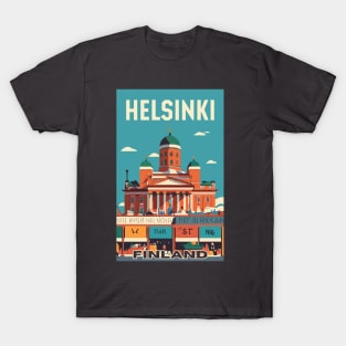 A Vintage Travel Art of Helsinki - Finland T-Shirt